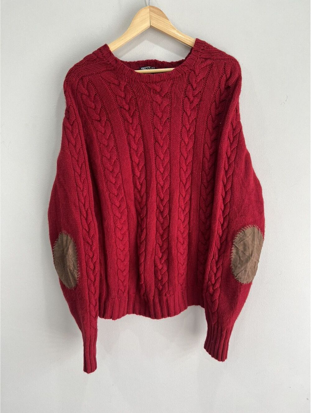 Vintage Ralph Lauren Polo Wool Sweater Crewneck elbow pads